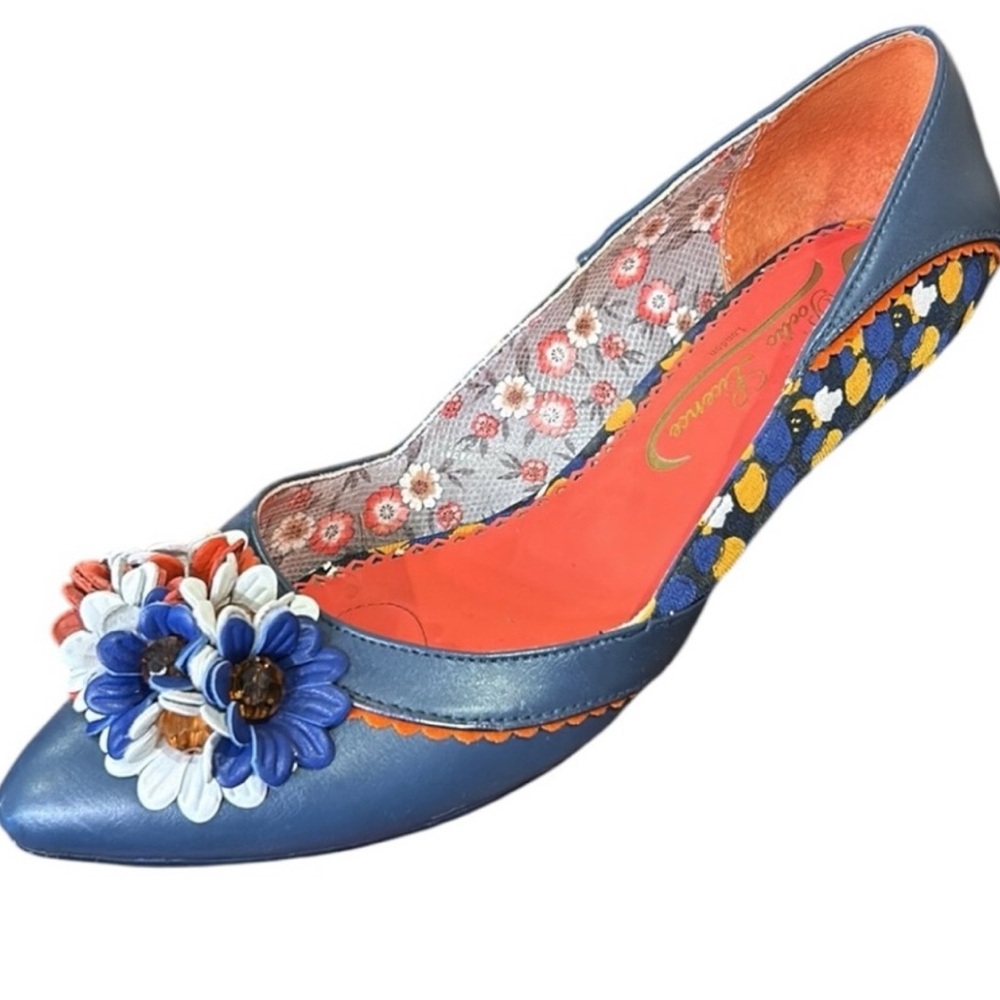 Poetic Licence London RazzmATAZZ Navy Blue Wedge Heel Size 10